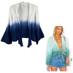 YOUNG FABULOUS & BROKE Francesca Ombre Tie Front Top XS NWT Blue and White